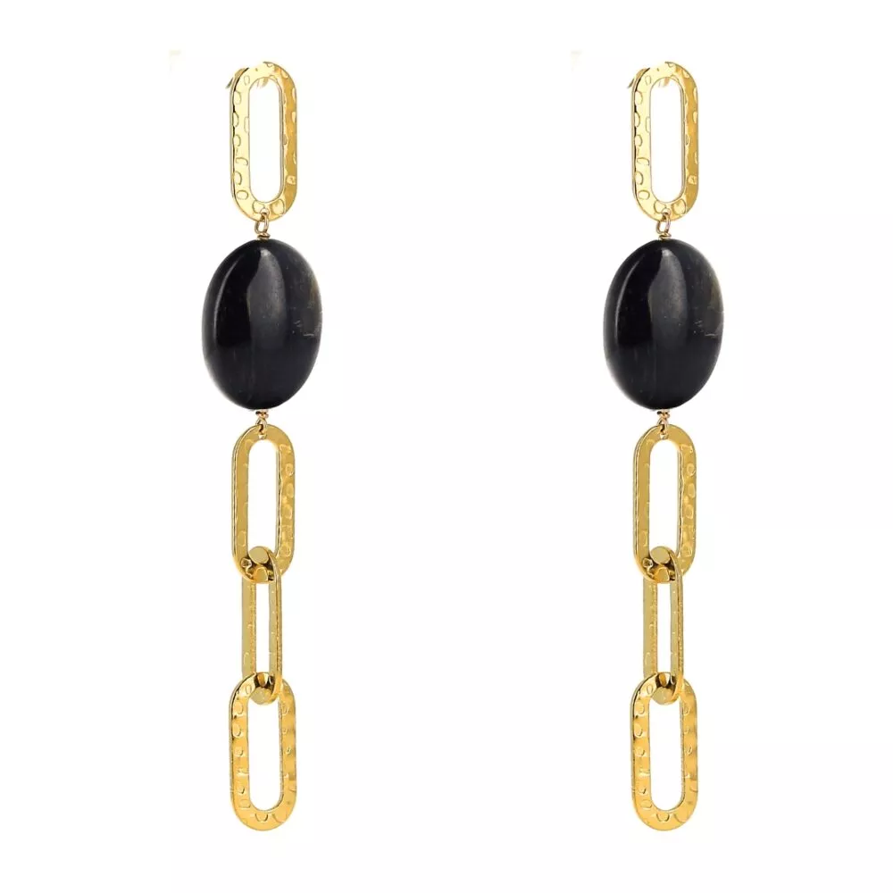 Boucles d'oreilles *Corinne Big - Obsidienne