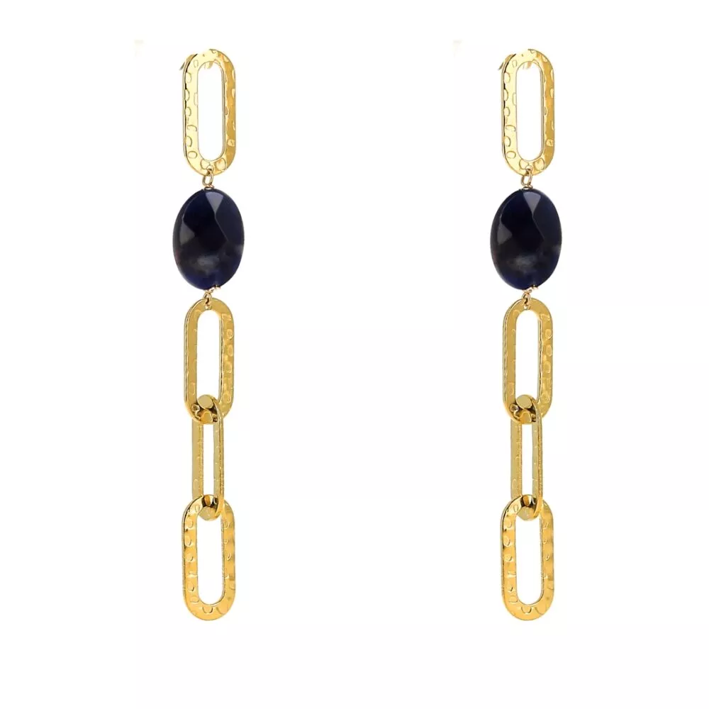 Boucles d'oreilles *Corinne Big - Sodalite foncée